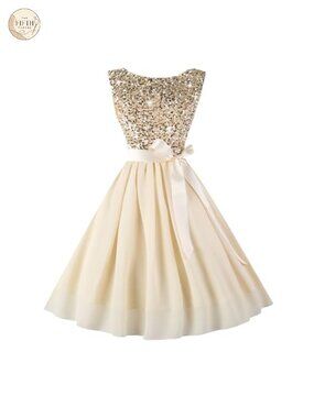 Hanpceirs Women's Sleeveless Bridesmaid Cocktail Dress Sequin A-Line